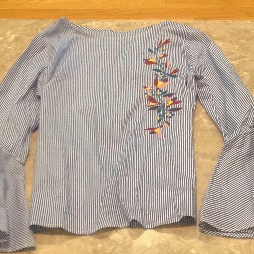 St John's Bay striped top blouse, petite small.